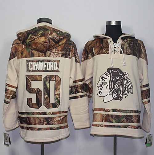 Blackhawks #50 Corey Crawford Cream/Camo Stitched NHL Jersey